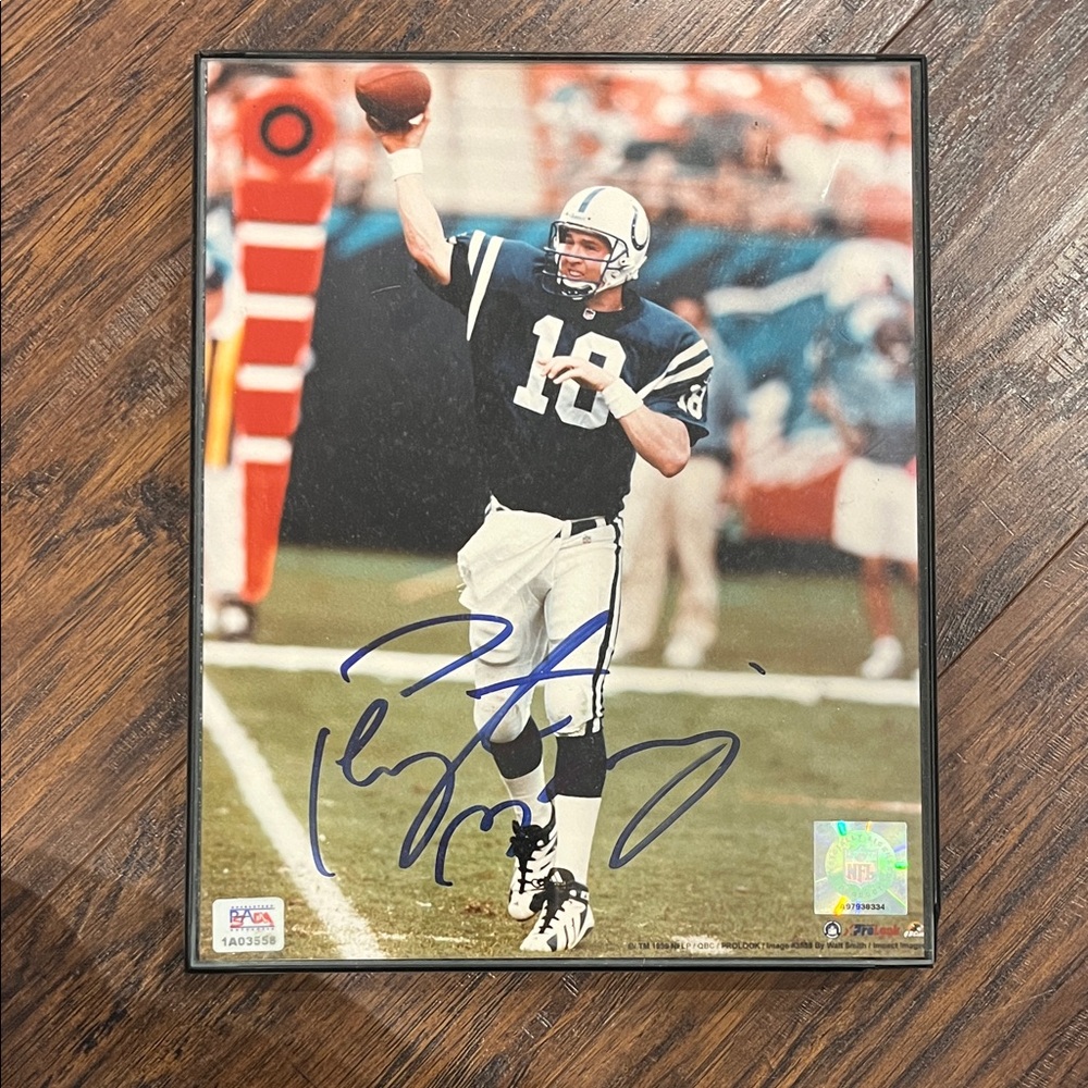 Framed Autographed Peyton Manning Image